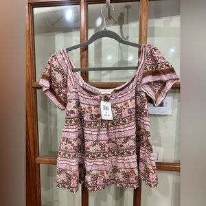 NEW Lucky Brand Women’s Blouse Size Small Short Sleeves or Off Shoulder Boho